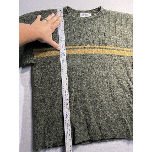 Vintage Aeropostale Sweater Mens Large Crewneck Cotton Pullover Green USA 90s - Picture 10 of 10